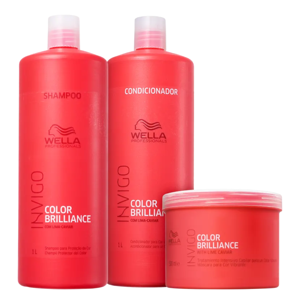 Kit Wella Professionals Shampoo Condicionador + Mascara de Tratamento Invigo Color Brilliance 500ml