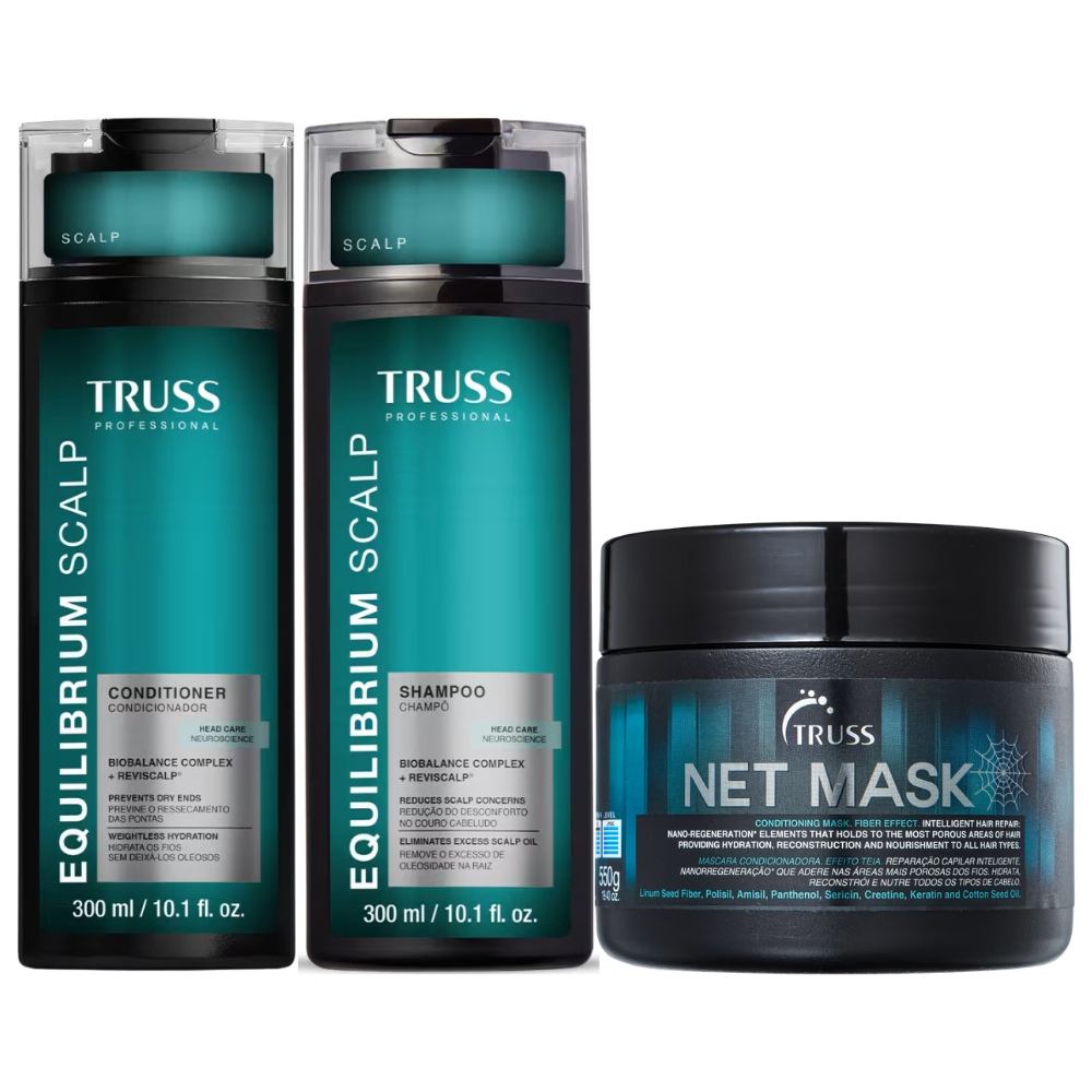 Kit Truss Shampoo e Condicionador Equilibrium + Mascara Net Mask 550g