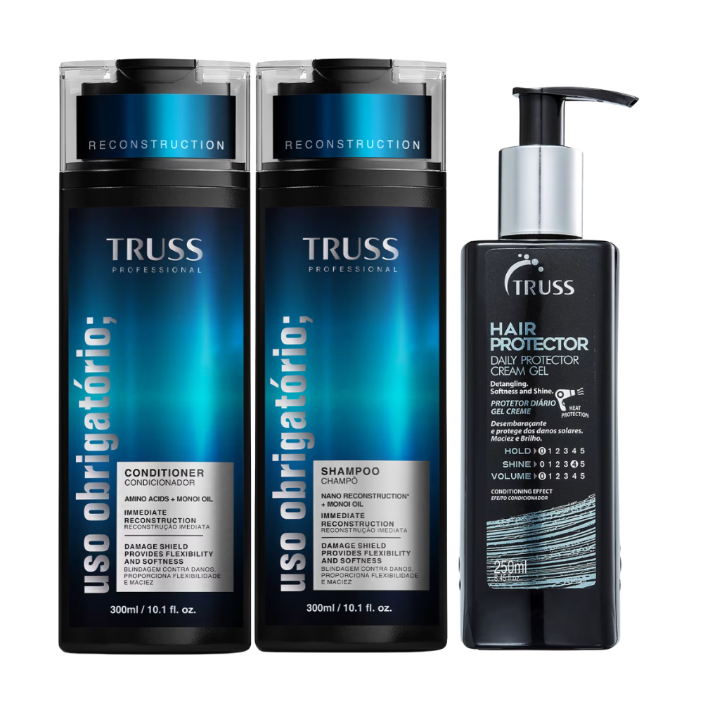Kit Truss Shampoo e Condicionador Uso Obrigatorio 300ml + Finalizador Hair Protector 250ml