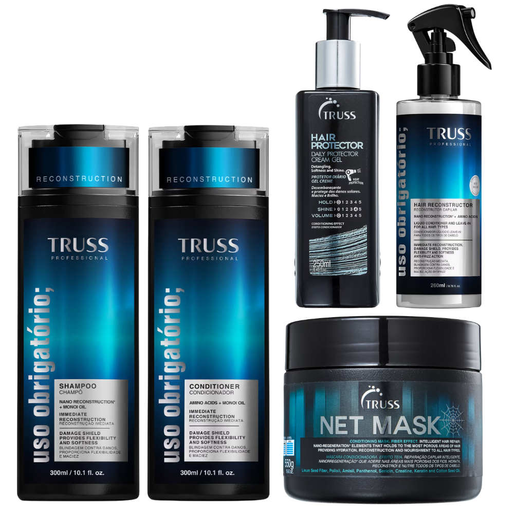 Kit Truss Linha Completa Uso Obrigatorio + Mascara Net Mask 550g + Finalizador Hair Protector 250ml