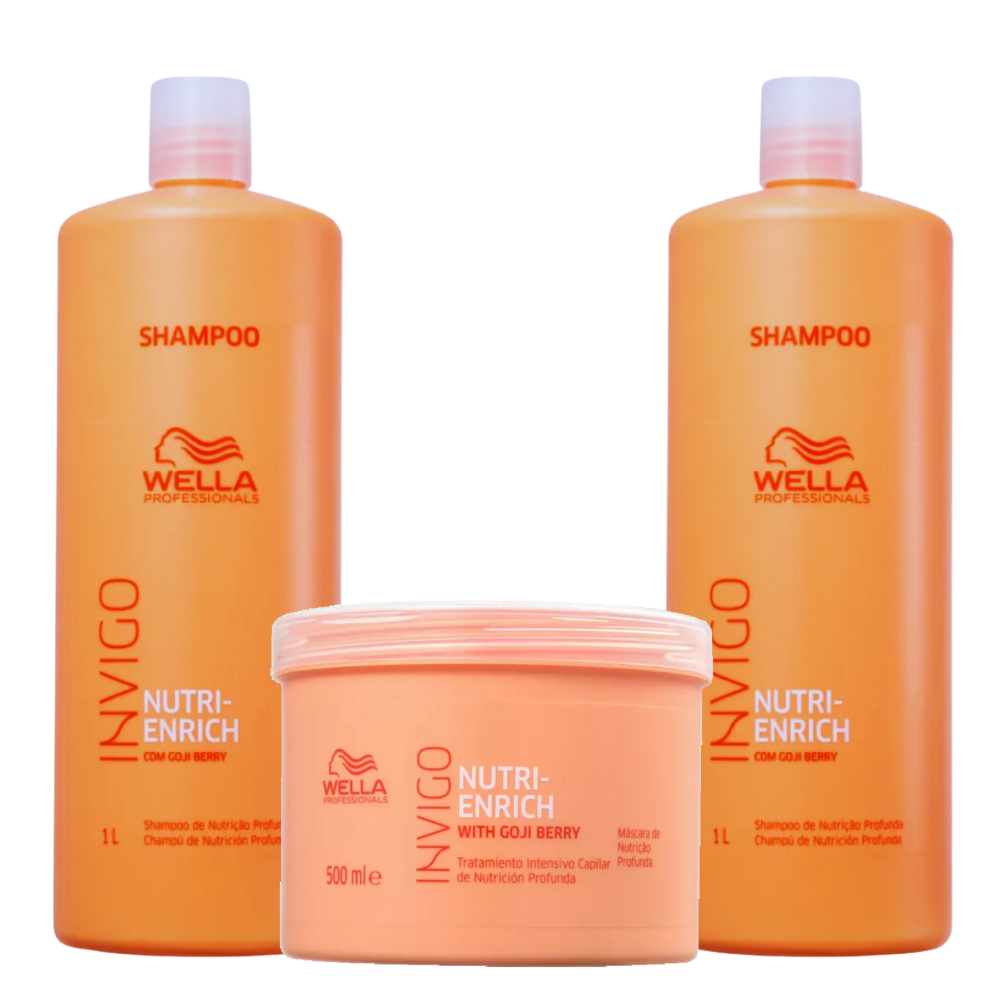Kit 2 Shampoo 1L + Mascara de Tratamento Wella Invigo Nutri Enrich 500ml