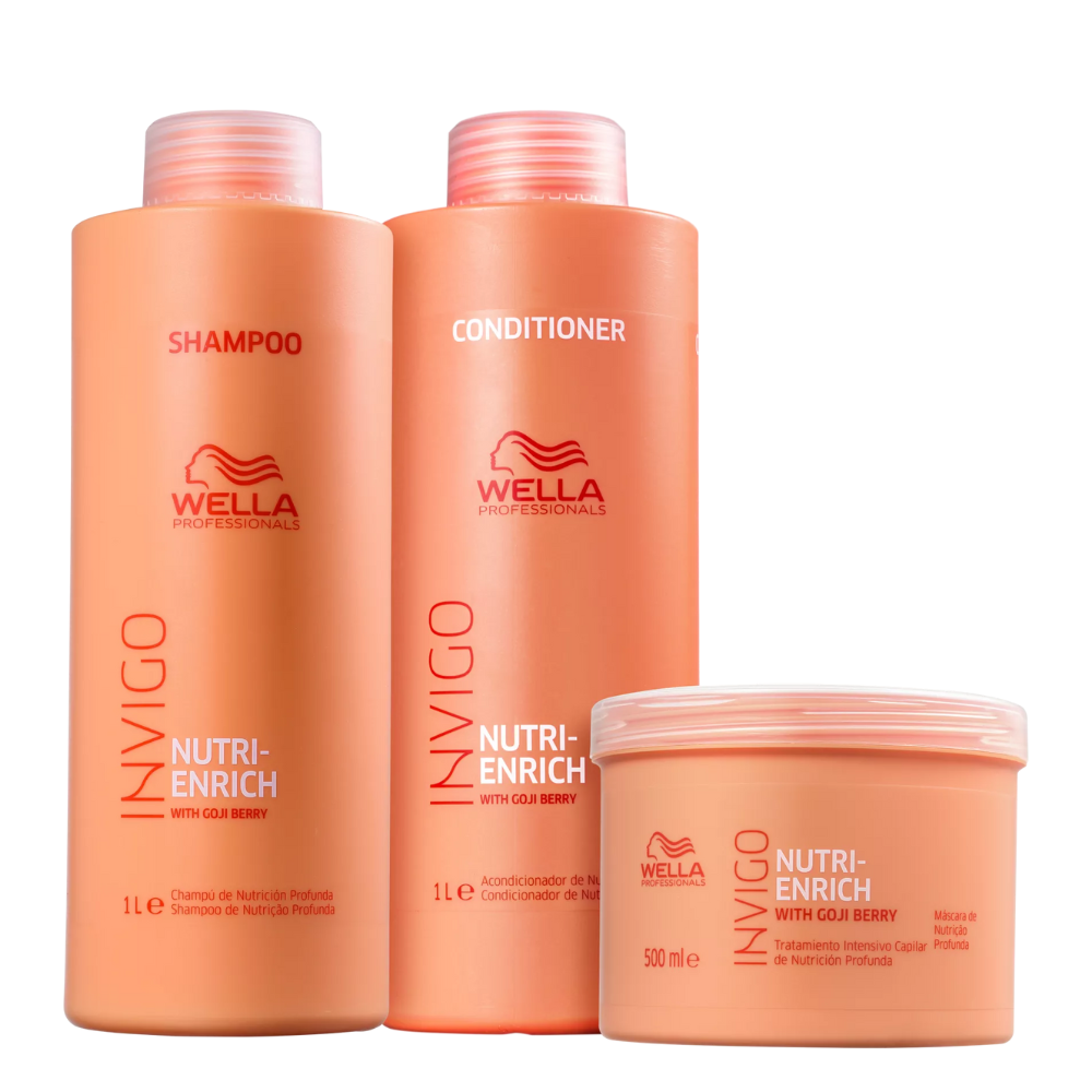 Kit Wella Professionals Shampoo Condicionador + Mascara de Tratamento Invigo Nutri-Enrich 500ml