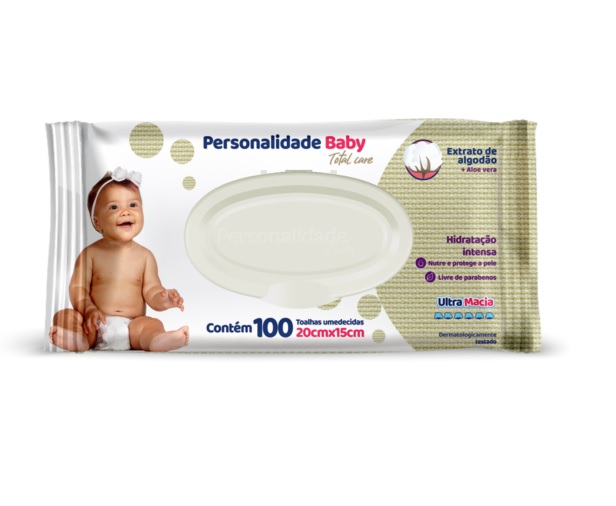 Toalhas Umedecidas Personalidade Baby 100 folhas 20x15cm