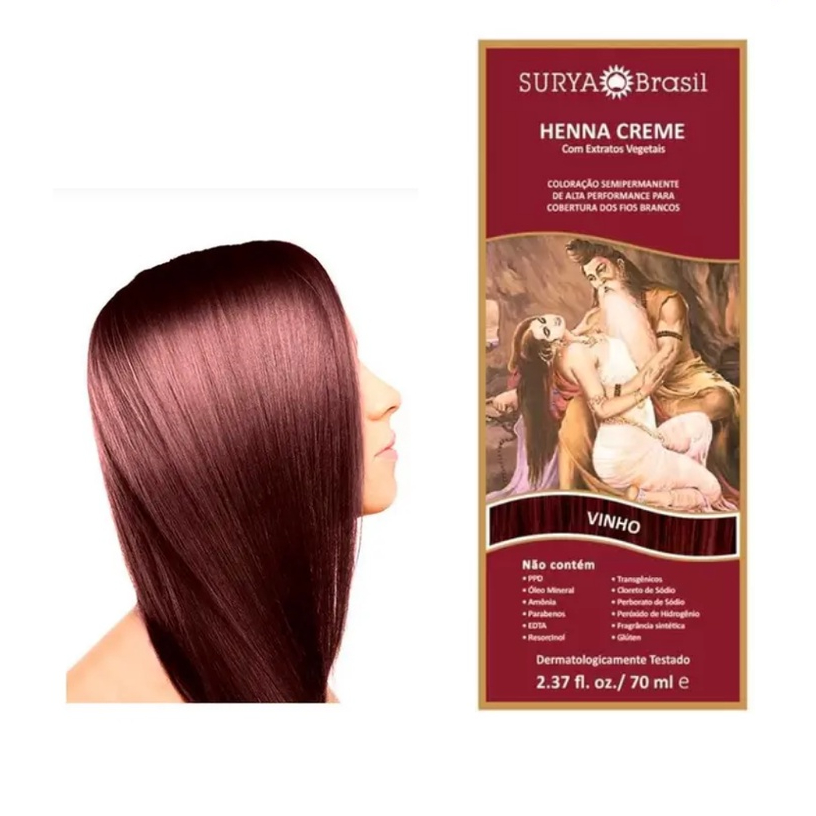 Tintura Henna Surya Creme - 70ml - Vinho
